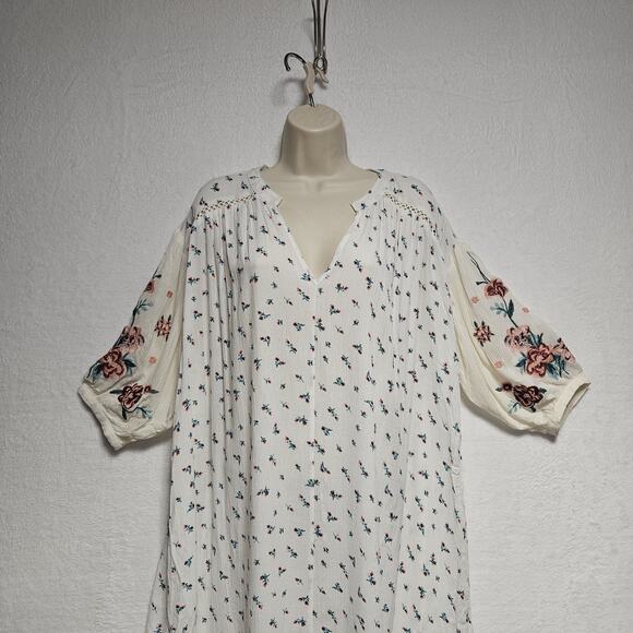 Umgee women’s SZ L Boho Peasant Tunic Top Cottagecore Fairy Bloomcore Embroidery - Picture 3 of 9